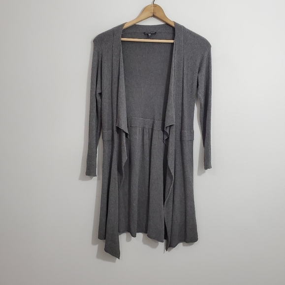 Eileen Fisher Solid Gray Open Front Cardigan - Picture 1 of 3
